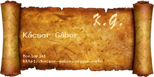 Kácsor Gábor névjegykártya